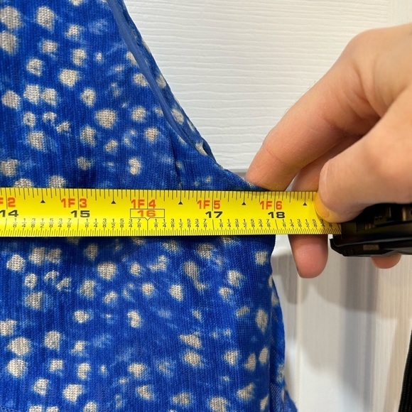 Ann Taylor 100% Silk Tiered Dress Blue White Dotted Fully Lined Women's Size 6 - Picture 6 of 8